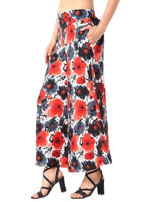 red floral crepe palazzo - 15114878 - Standard Image - 2