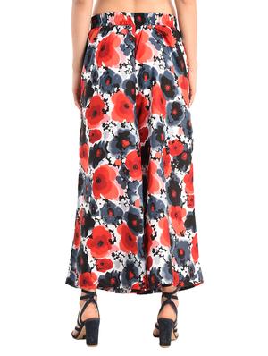 red floral crepe palazzo - 15114878 - Standard Image - 3