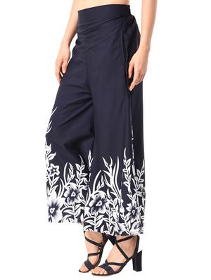 navy blue crepe palazzos - 15114880 - Standard Image - 2