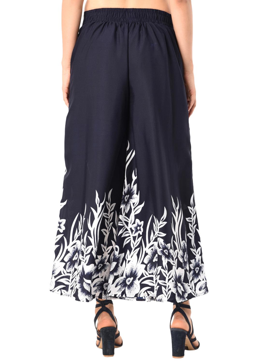 navy blue crepe palazzos - 15114880 - Zoom Image - 3