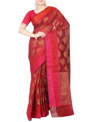Floral woven saree with blouse - 15114883 - Standard Image - 1