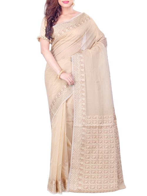 Zari bordered saree with blouse - 15114889 - Standard Image - 1
