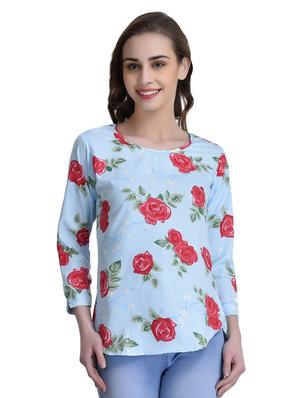 blue floral crepe top - 15115227 - Standard Image - 1