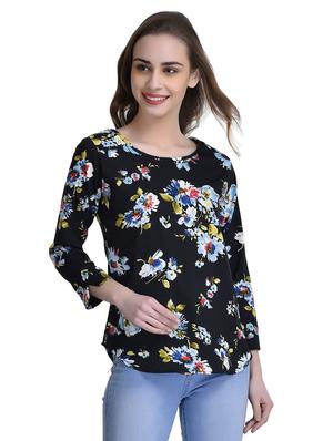 black floral crepe top - 15115237 - Standard Image - 1