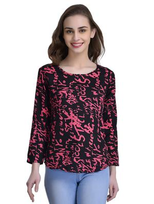 black printed crepe top - 15115239 - Standard Image - 1