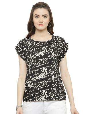 black printed crepe top - 15115244 - Standard Image - 1