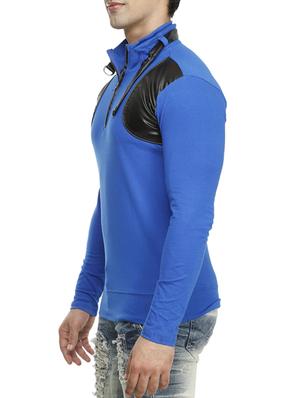 blue cut and sew collared t-shirt - 15115268 - Standard Image - 2