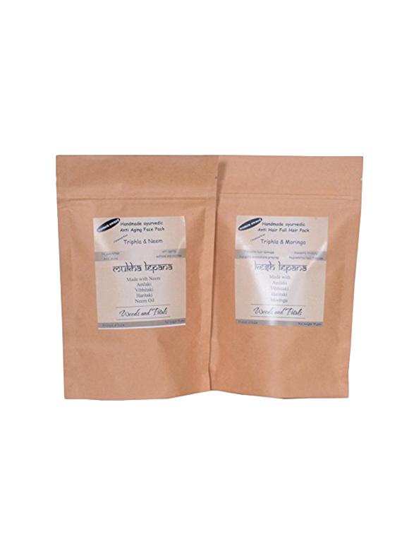woods and petals ( Set Of 2 ) Handmade Ayurvedic Anti Aging Triphla Neem Face Pack ( Mukha Lepana ) ( Kesh Lepana ) - 15115364 - Zoom Image - 1