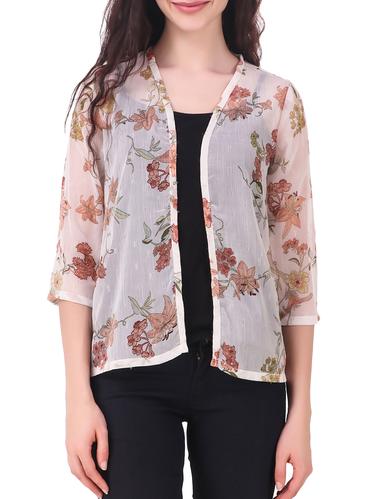 white floral chiffon shrug - 15115404 - Very Small Image - 1
