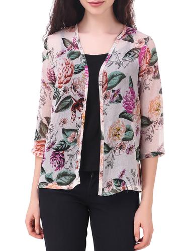 white printed chiffon shrug - 15115405 - Very Small Image - 1