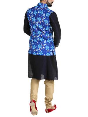 blue cotton nehru jacket - 15115902 - Standard Image - 3
