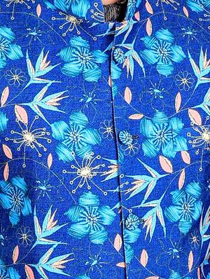 blue cotton nehru jacket - 15115902 - Standard Image - 4
