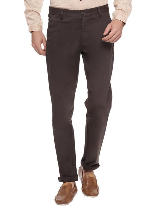 brown cotton blend chinos - 15116122 - Standard Image - 1