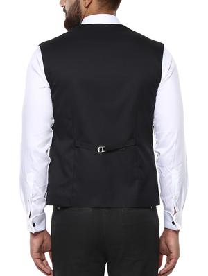 black solid classic waist coat - 15116221 - Standard Image - 3