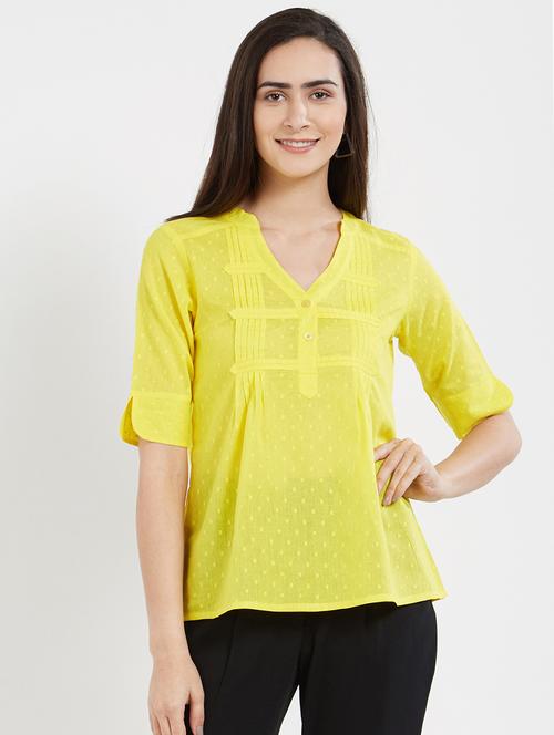 solid yellow cotton top - 15116251 - Standard Image - 1