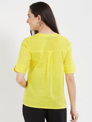 solid yellow cotton top - 15116251 - Standard Image - 3