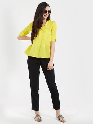 solid yellow cotton top - 15116251 - Standard Image - 4