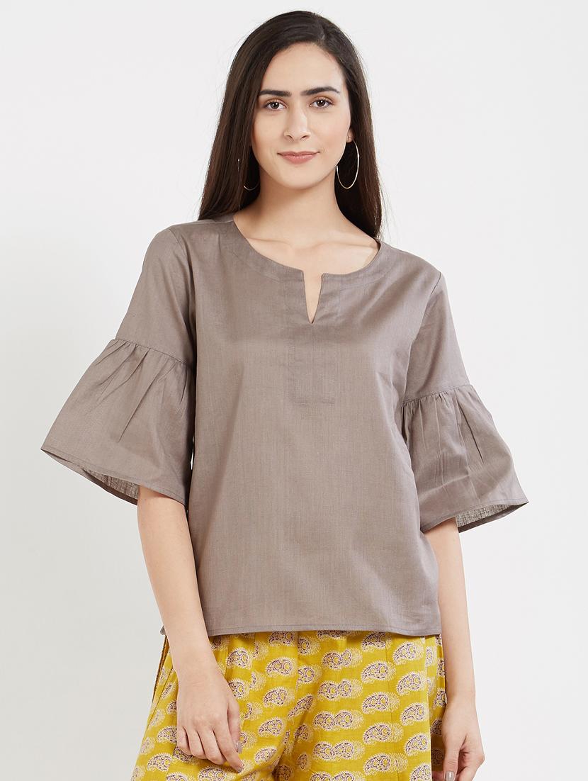 solid grey cotton top - 15116258 - Zoom Image - 1