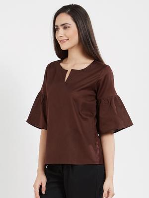 solid brown cotton top - 15116259 - Standard Image - 1