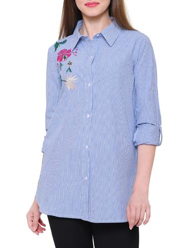 blue striped cotton tunic - 15116950 - Very Small Image - 1