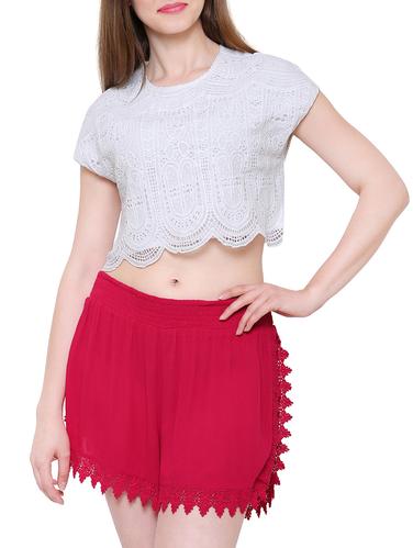 solid white viscose crop top - 15116952 - Very Small Image - 1
