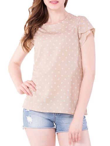 beige printed crepe top - 15116959 - Very Small Image - 1
