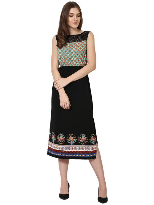 lace yoke elasticated waist dress - 15116999 - Standard Image - 1
