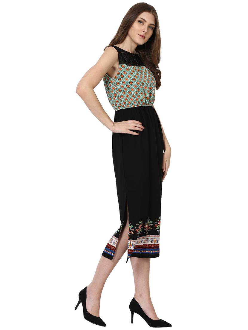 lace yoke elasticated waist dress - 15116999 - Zoom Image - 3