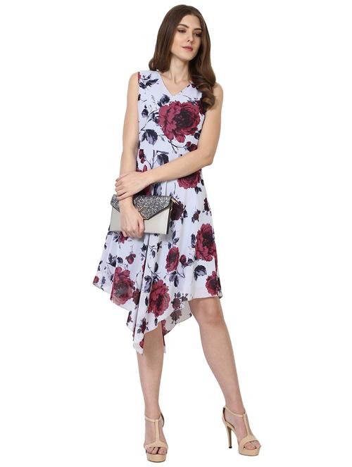 Floral asymmetric cut out back dress - 15117000 - Standard Image - 1