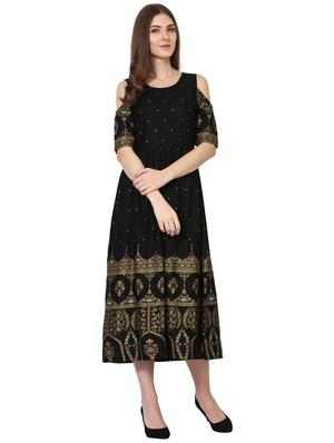 Foil print cold shoulder dress - 15117002 - Standard Image - 1