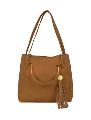 brown leatherette tote - 15117080 - Standard Image - 4