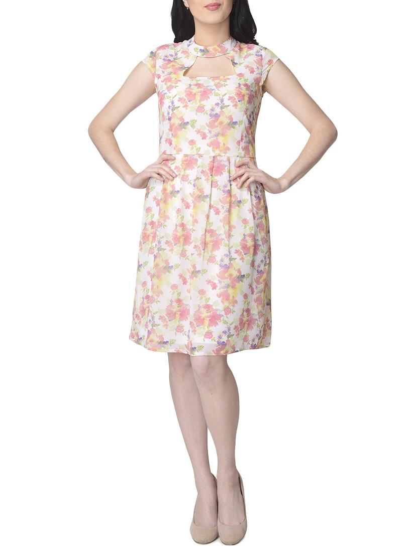 white floral a-line dress - 15117137 - Zoom Image - 1