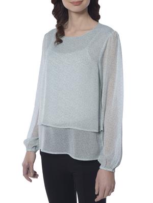 green printed chiffon layered top - 15117146 - Standard Image - 2