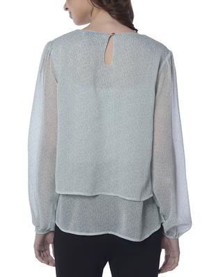 green printed chiffon layered top - 15117146 - Standard Image - 3