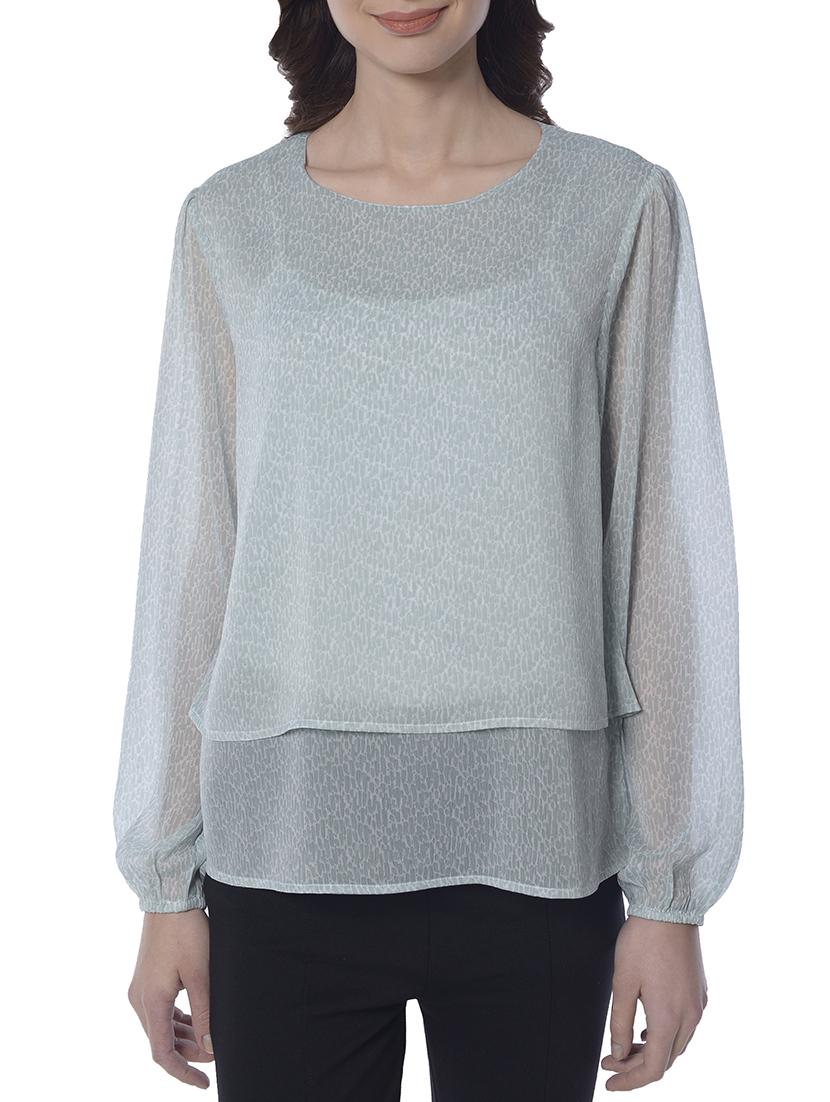 green printed chiffon layered top - 15117146 - Zoom Image - 1