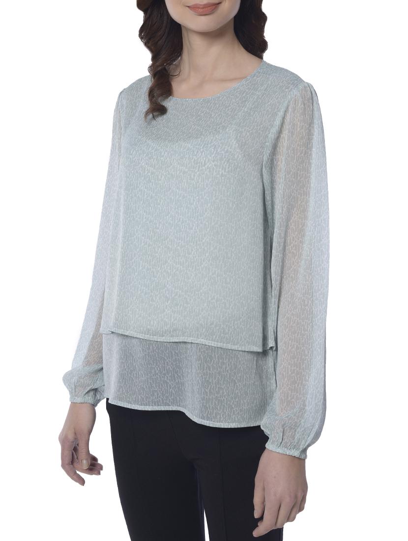 green printed chiffon layered top - 15117146 - Zoom Image - 2
