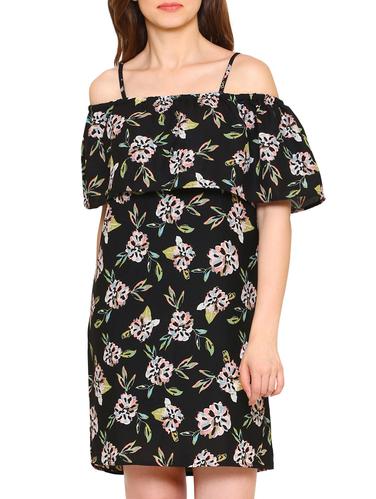 black printed viscose shift dress - 15117147 - Very Small Image - 1