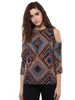 Black crepe printed top - 15117161 - Standard Image - 1