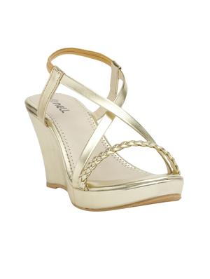 gold faux leather closed back wedges - 15117323 - Standard Image - 1