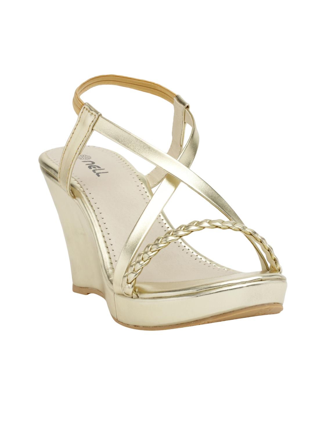 gold faux leather closed back wedges - 15117323 - Zoom Image - 1