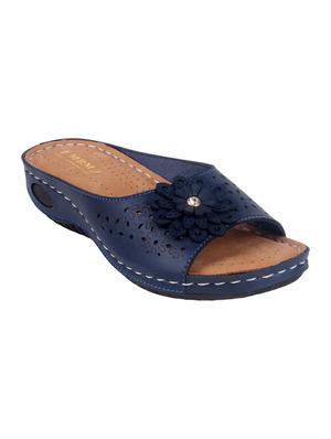blue faux leather slippers - 15118170 - Standard Image - 1