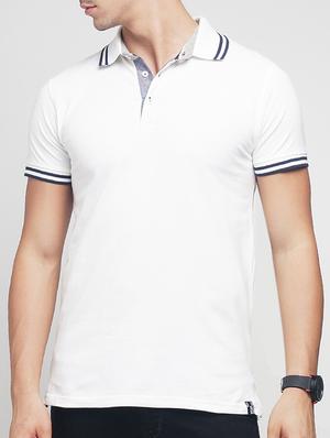 white cotton polo t-shirt - 15118473 - Standard Image - 1