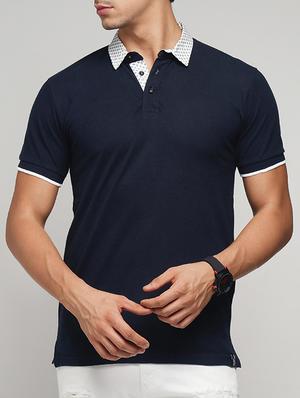 navy blue cotton polo t-shirt - 15118480 - Standard Image - 1