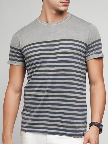 grey cotton striped t-shirt - 15118482 - Very Small Image - 1