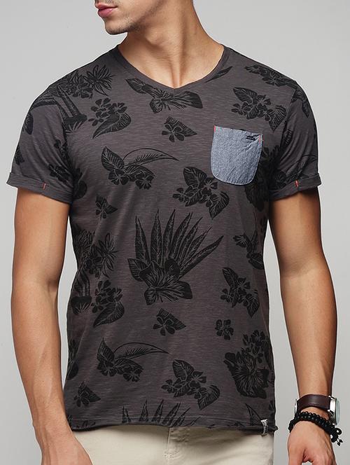 grey cotton all over print t-shirt - 15118503 - Standard Image - 1