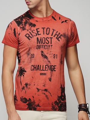 orange cotton all over print t-shirt - 15118506 - Standard Image - 1