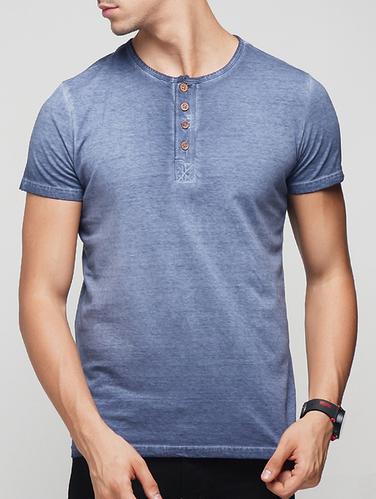 blue cotton washed t-shirt - 15118513 - Very Small Image - 1