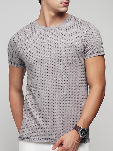 grey cotton all over print t-shirt - 15118514 - Very Small Image - 1