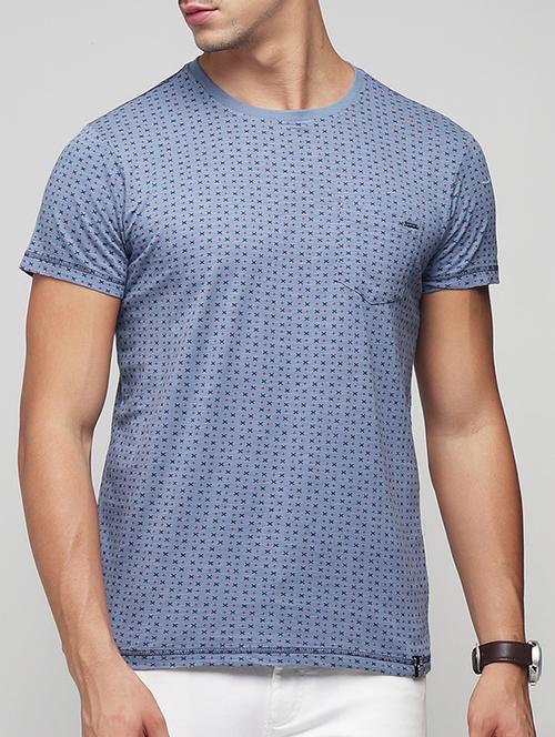 blue cotton all over print t-shirt - 15118515 - Very Small Image - 1