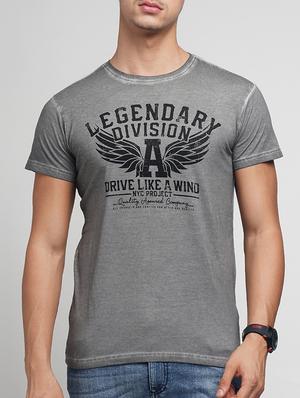 grey cotton chest print t-shirt - 15118537 - Standard Image - 1